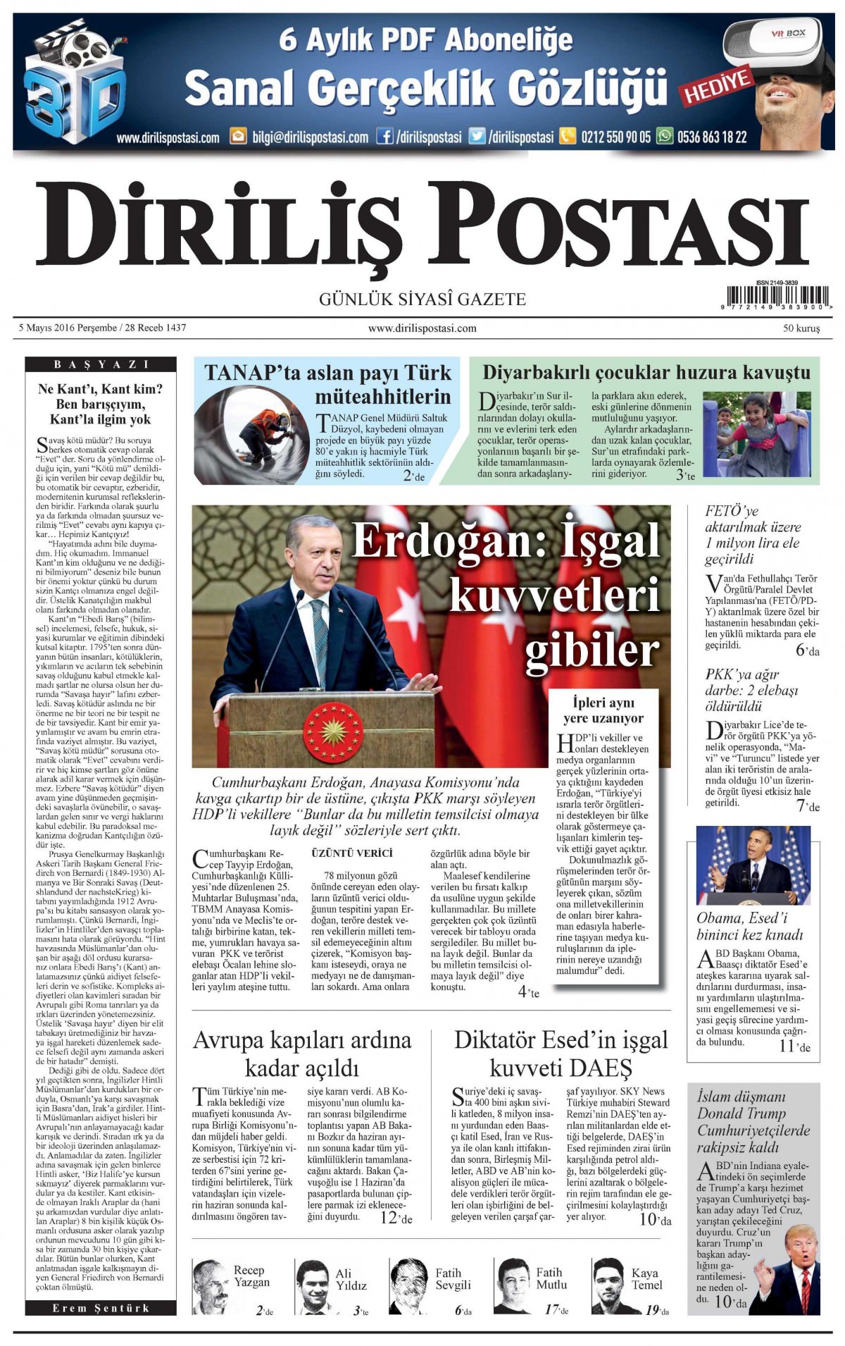 5 Mayıs 2016 gazete manşetleri - 657