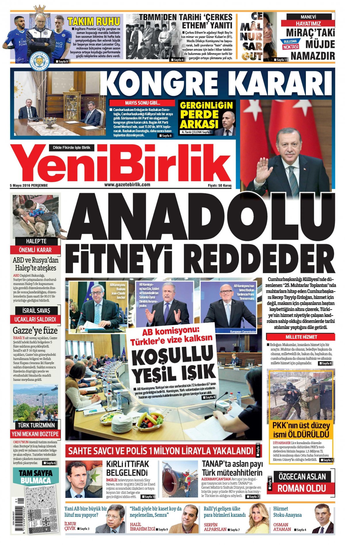 5 Mayıs 2016 gazete manşetleri - 865