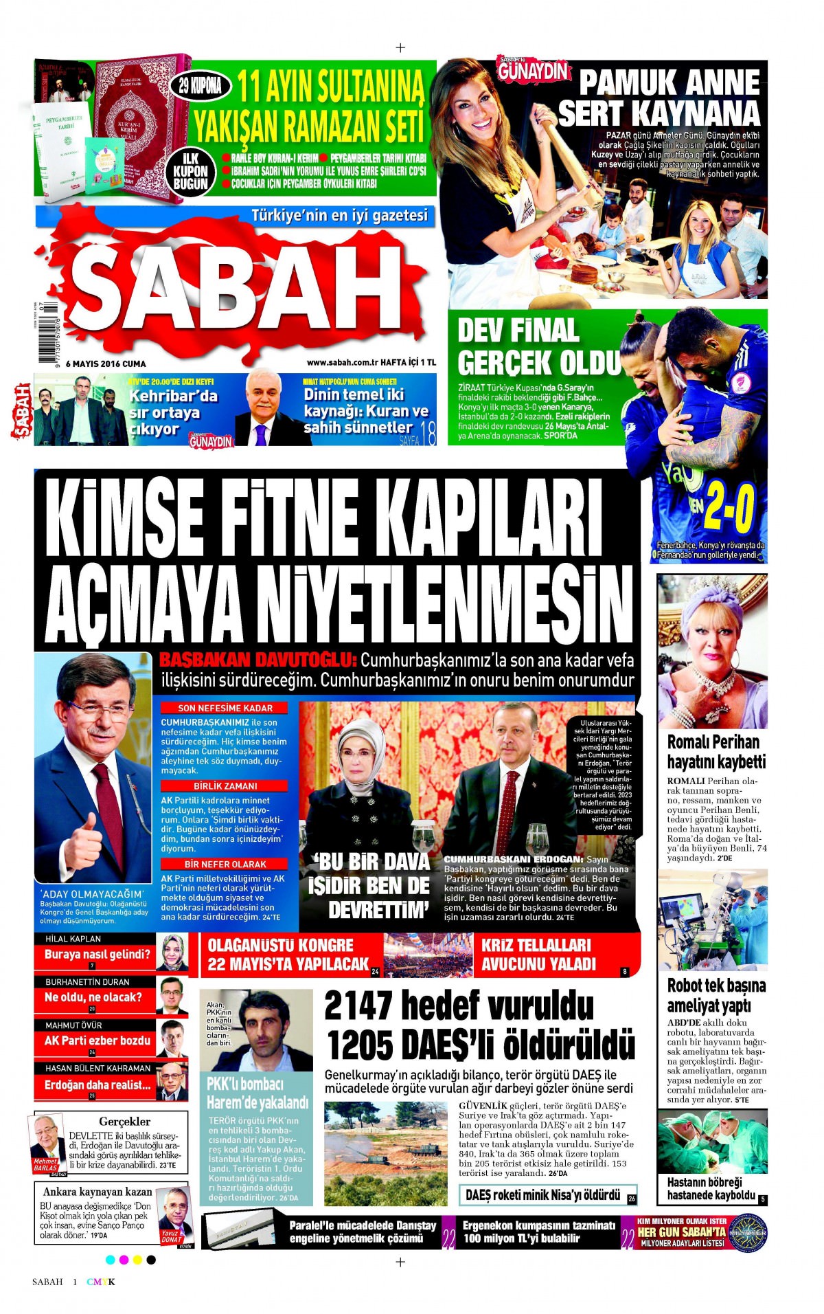6 Mayıs 2016 gazete manşetleri - 6