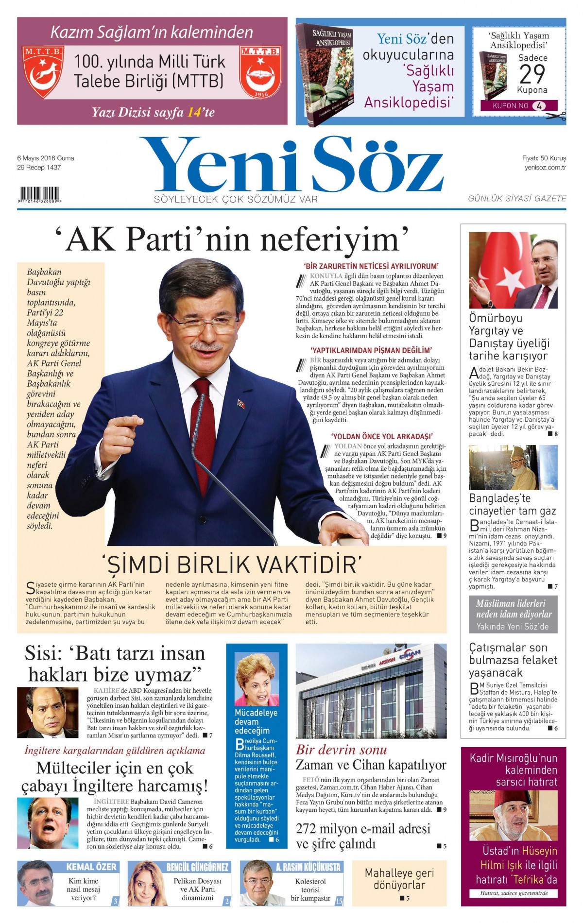 6 Mayıs 2016 gazete manşetleri - 10