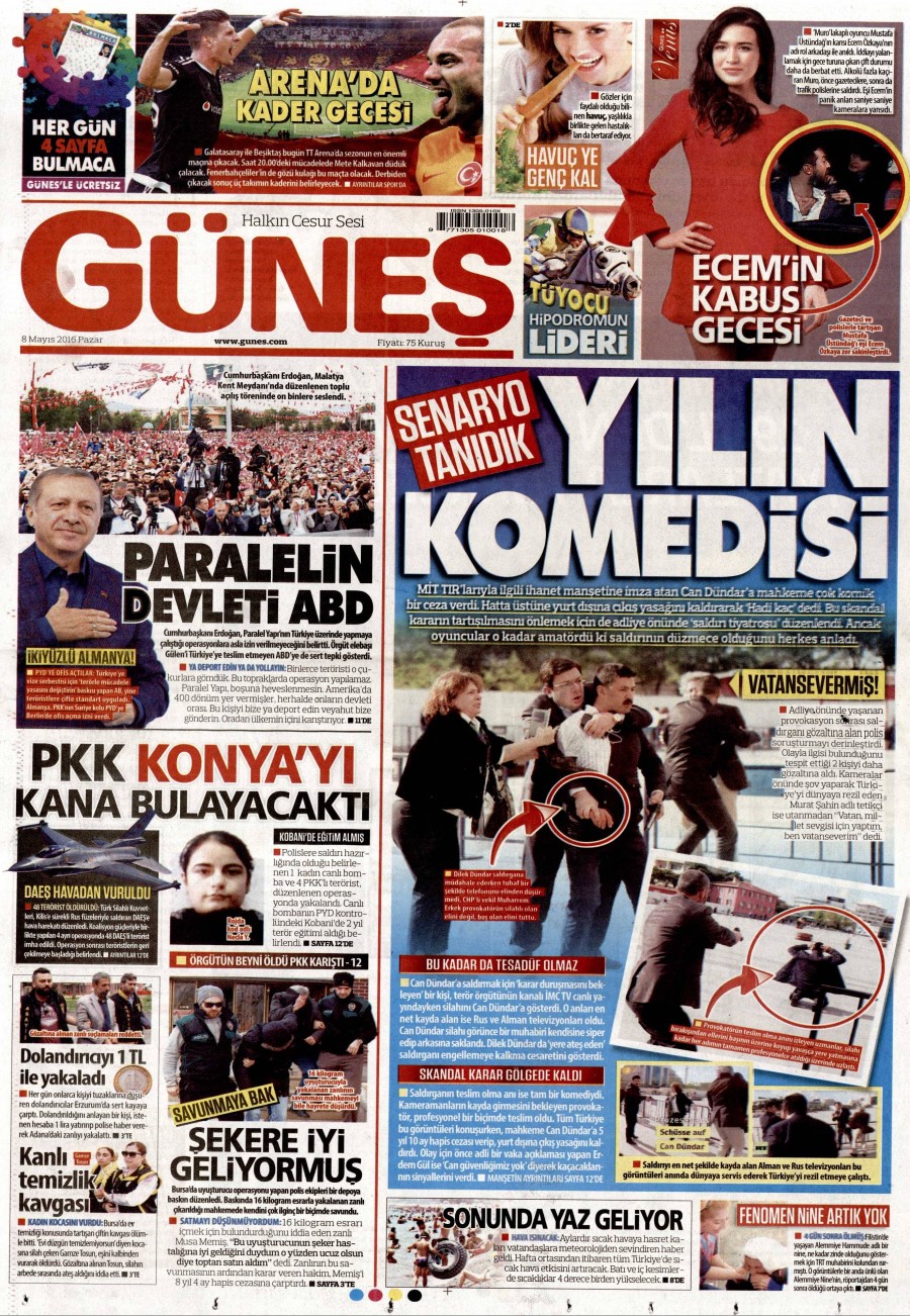 8 Mayıs 2016 gazete manşetleri - 822