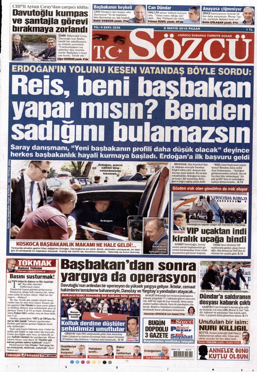 8 Mayıs 2016 gazete manşetleri - 757