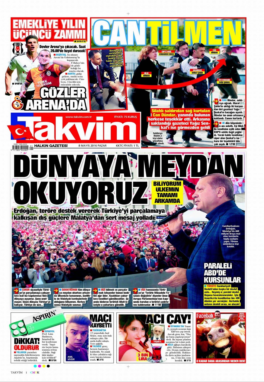 8 Mayıs 2016 gazete manşetleri - 565