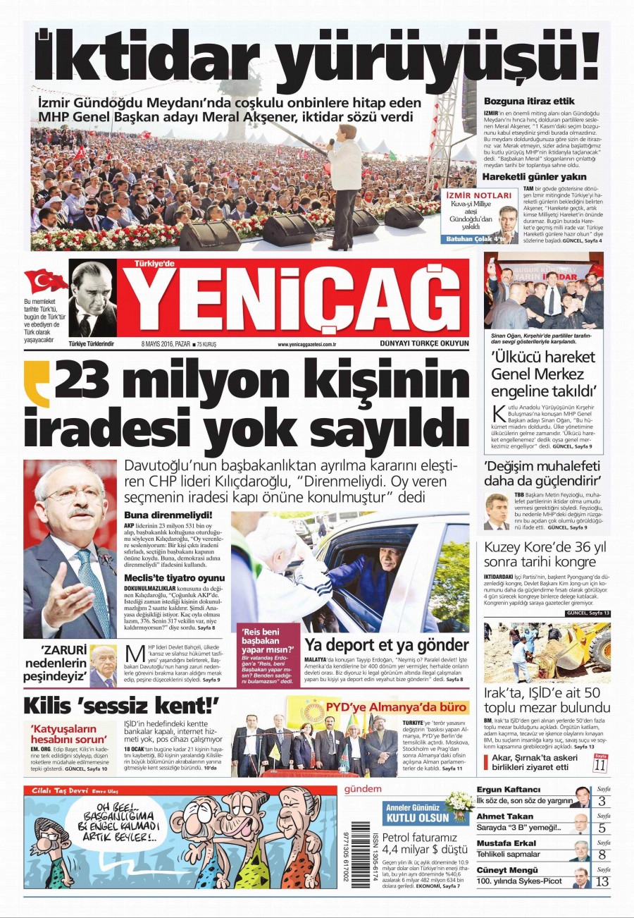 8 Mayıs 2016 gazete manşetleri - 882