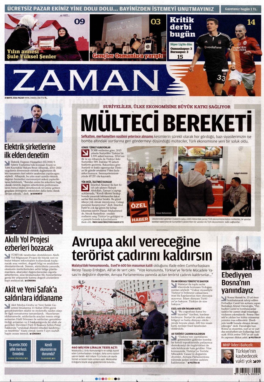 8 Mayıs 2016 gazete manşetleri - 837