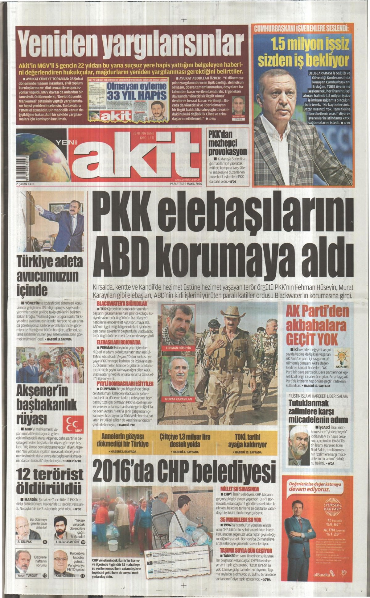 9 Mayıs 2016 gazete manşetleri - 679