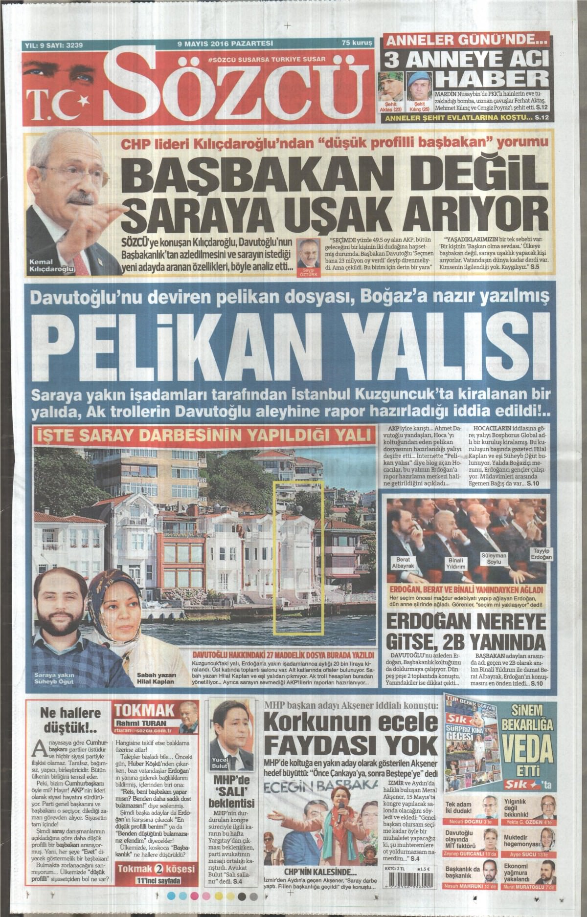 9 Mayıs 2016 gazete manşetleri - 937
