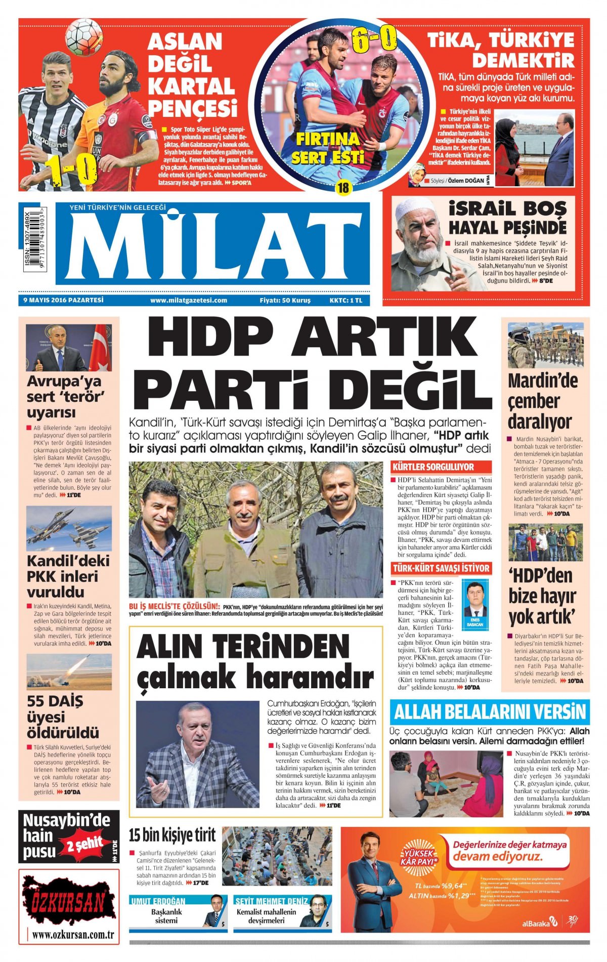 9 Mayıs 2016 gazete manşetleri - 869