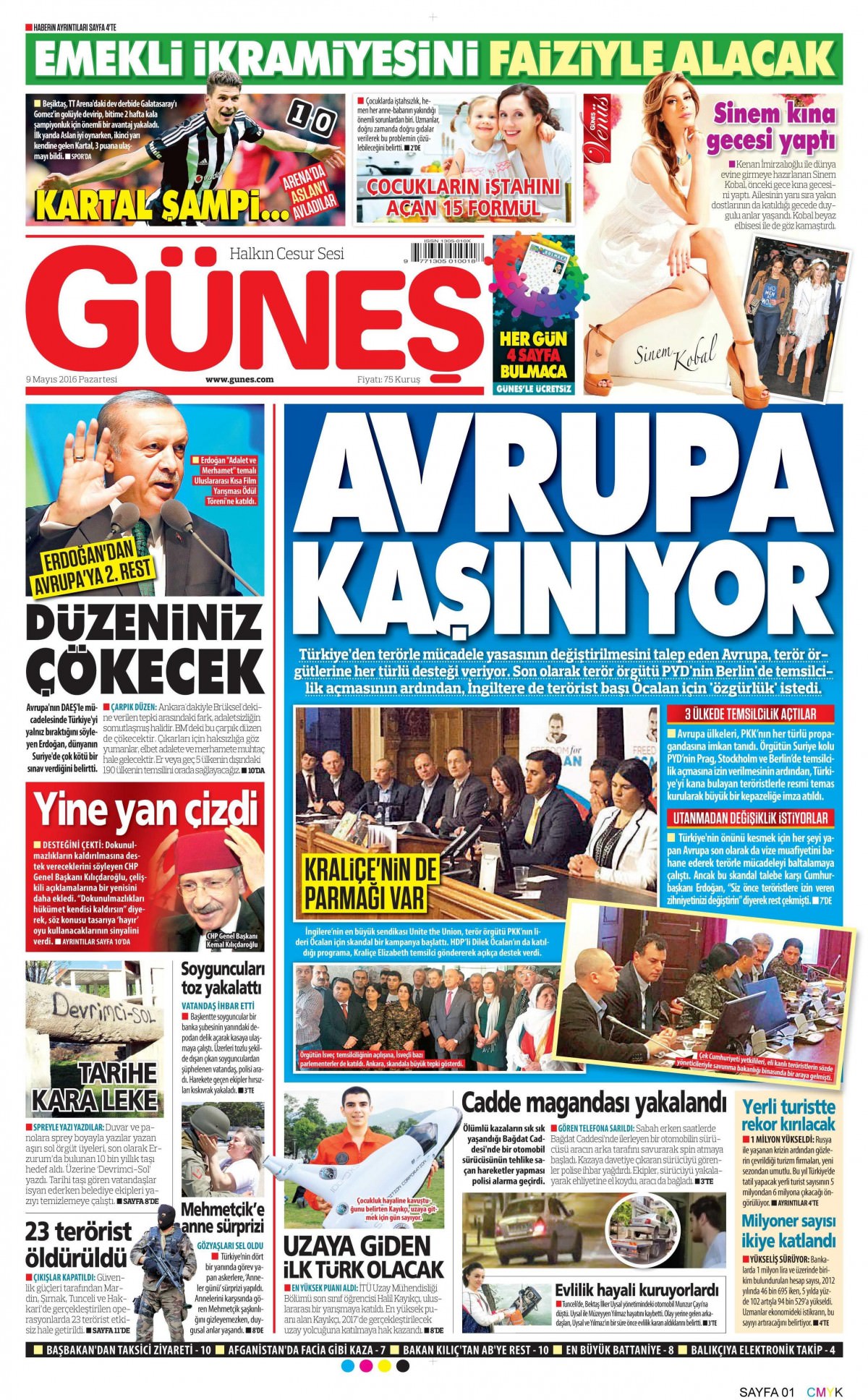 9 Mayıs 2016 gazete manşetleri - 524