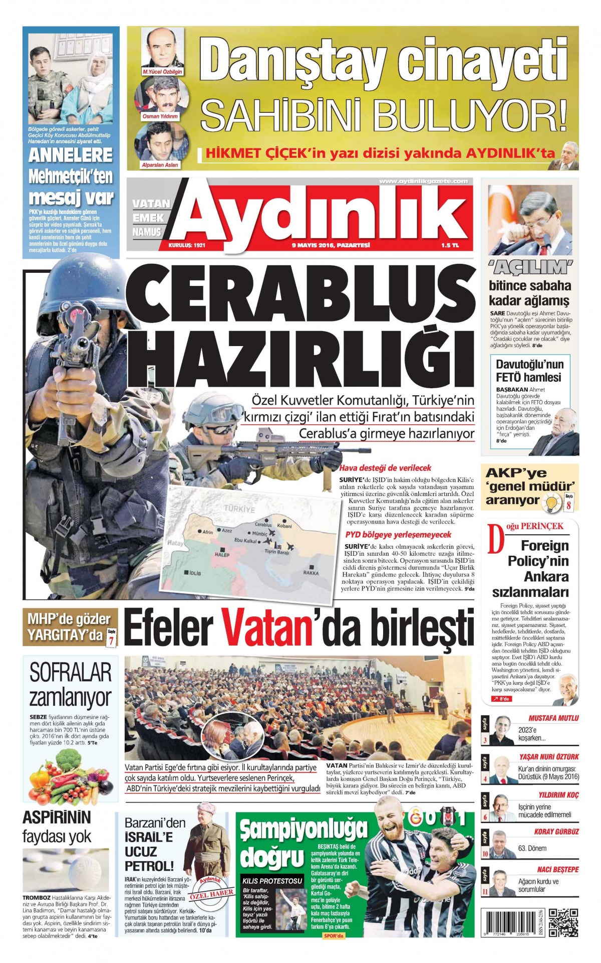 9 Mayıs 2016 gazete manşetleri - 802