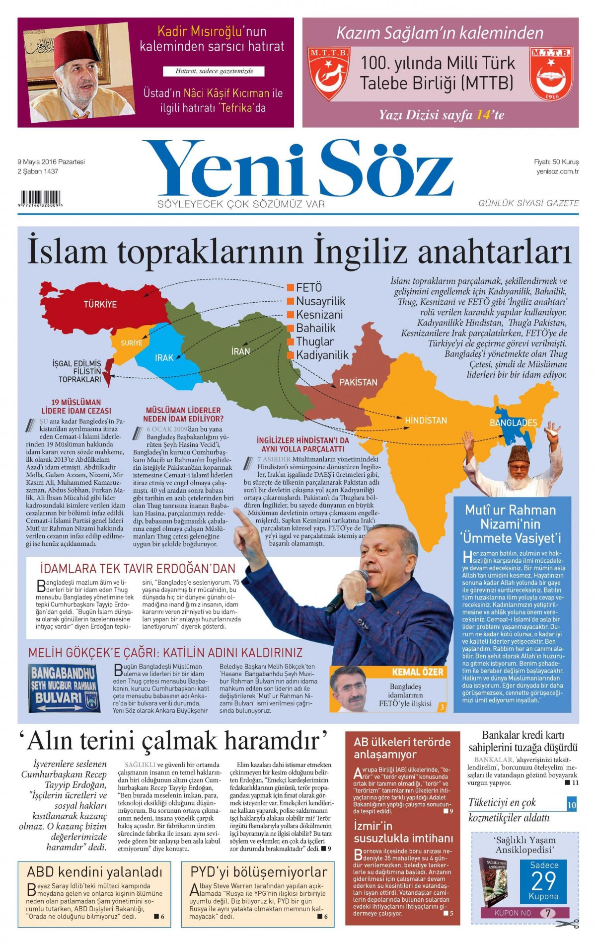 9 Mayıs 2016 gazete manşetleri - 500