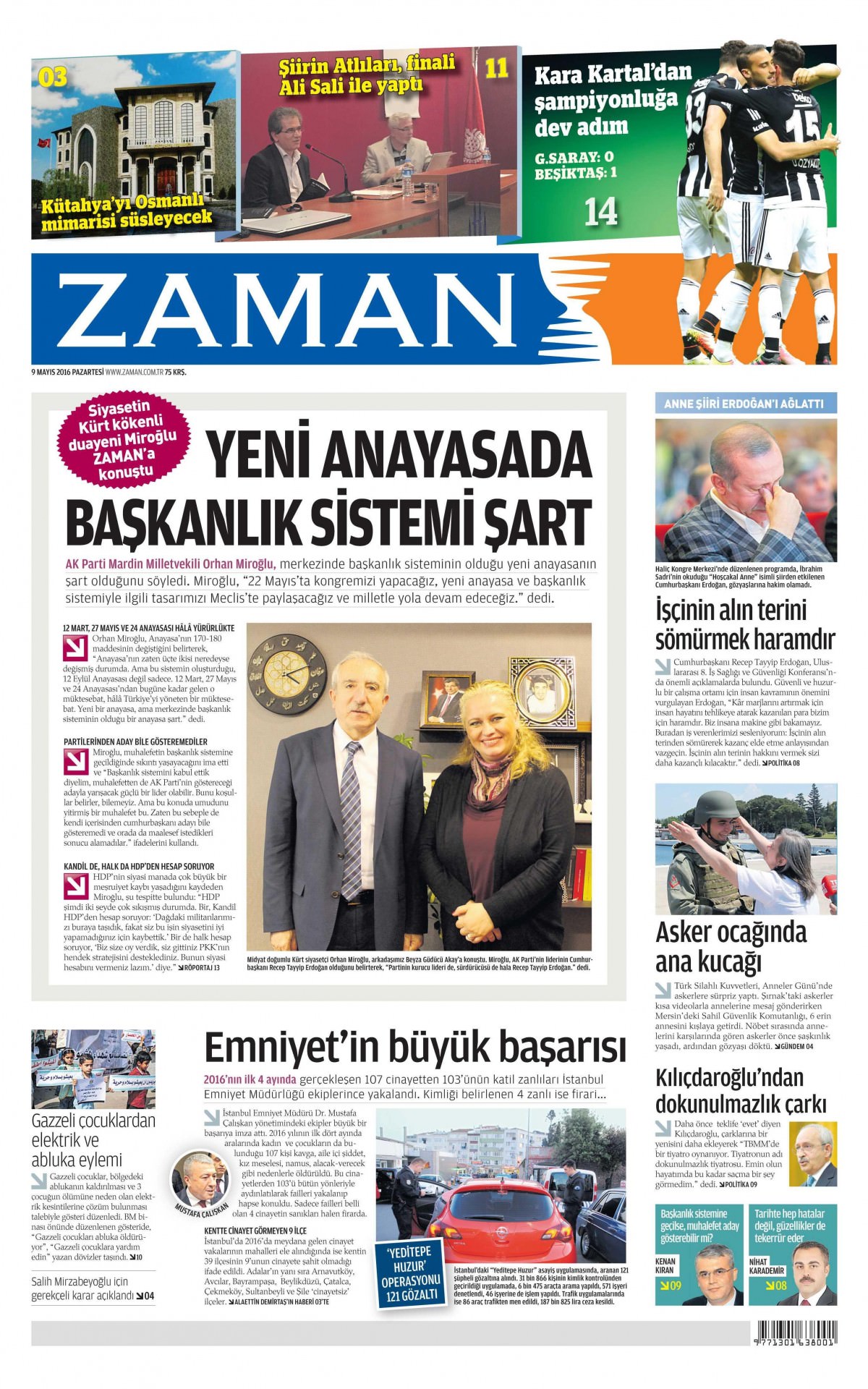 9 Mayıs 2016 gazete manşetleri - 640