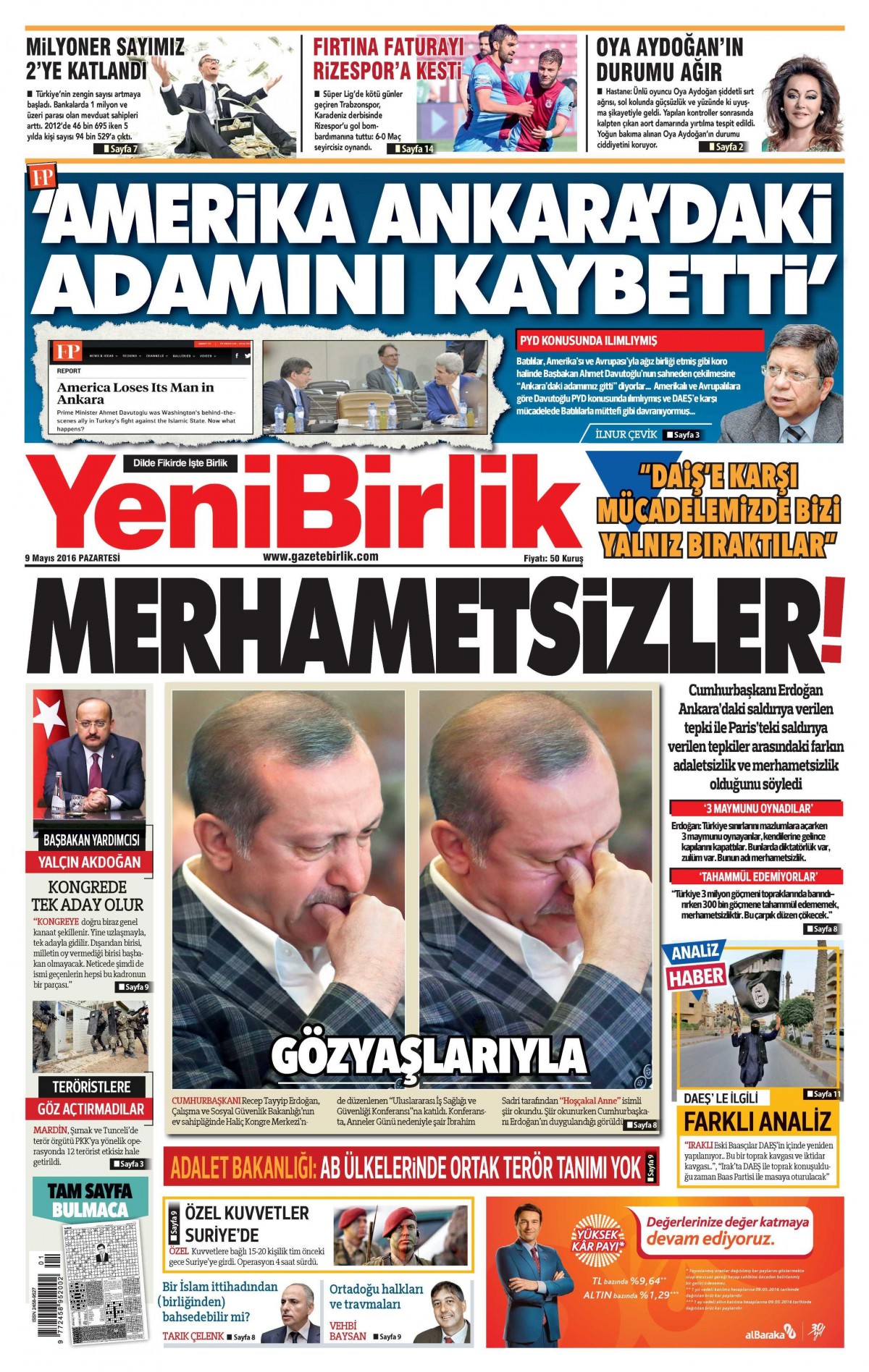 9 Mayıs 2016 gazete manşetleri - 680