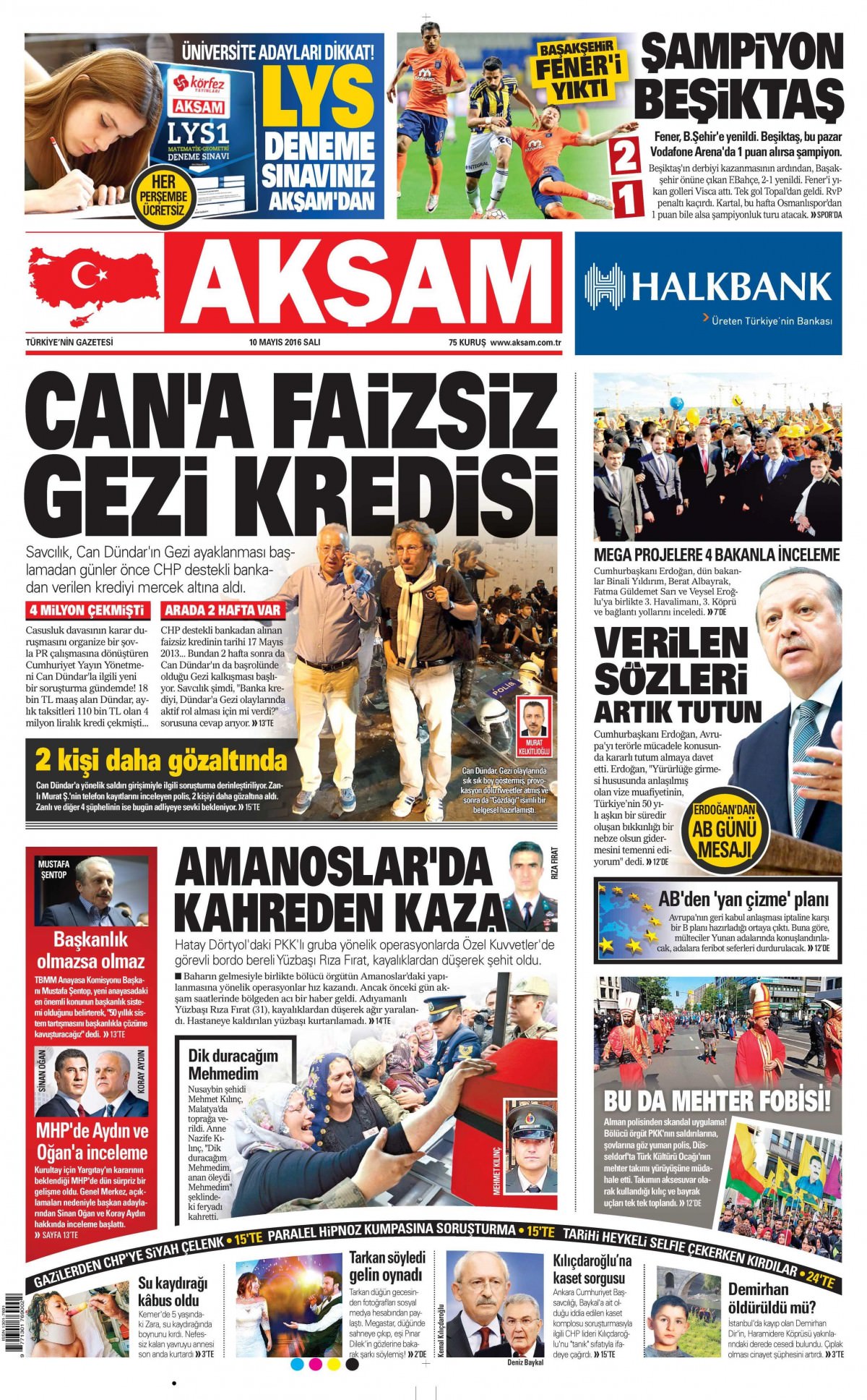 10 Mayıs 2016 gazete manşetleri - 716