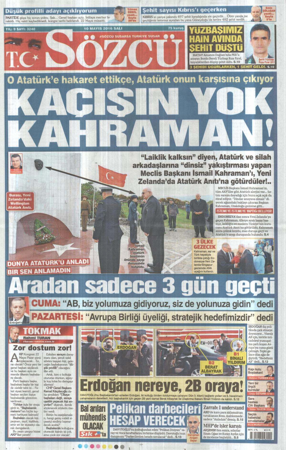 10 Mayıs 2016 gazete manşetleri - 933