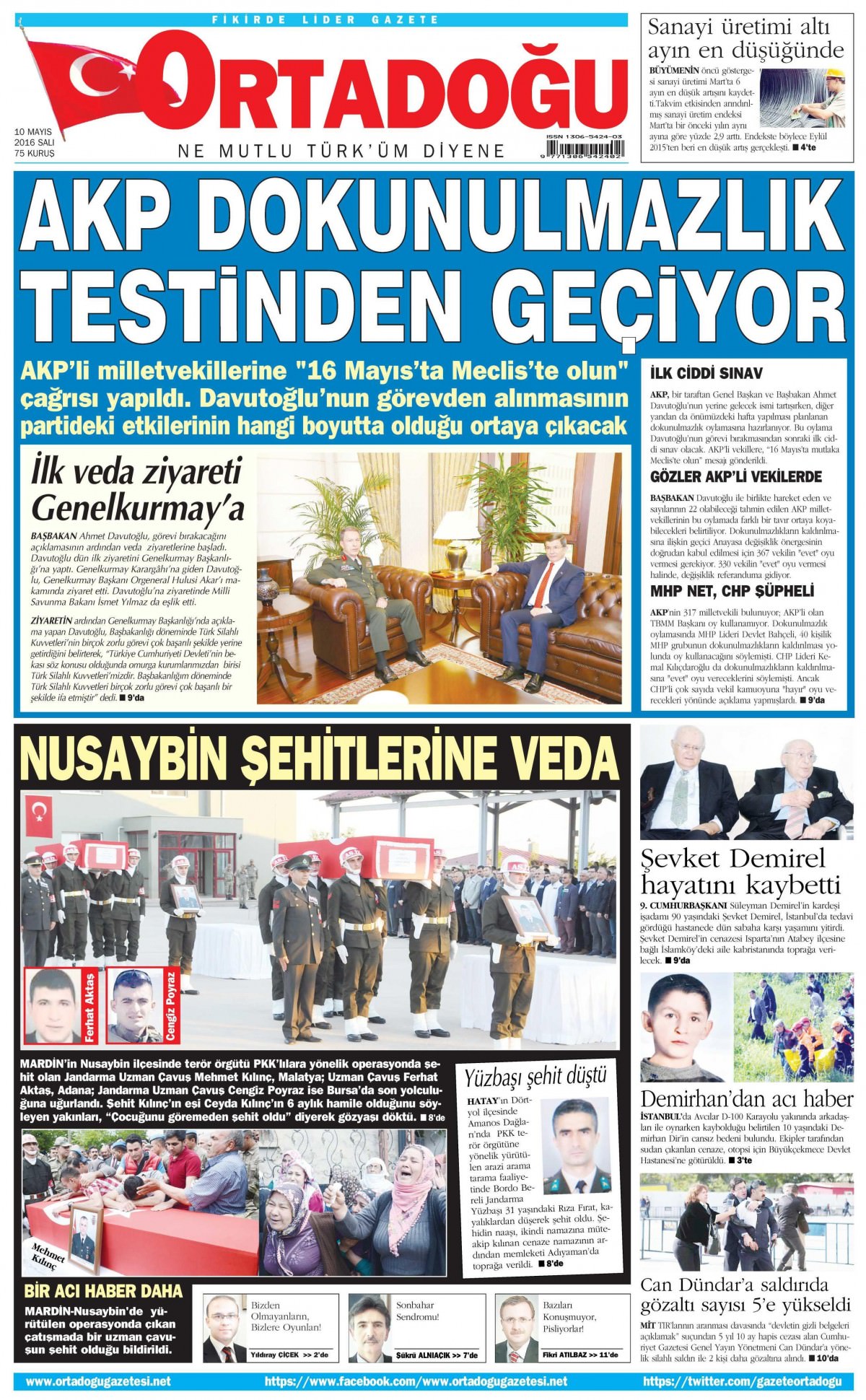 10 Mayıs 2016 gazete manşetleri - 938