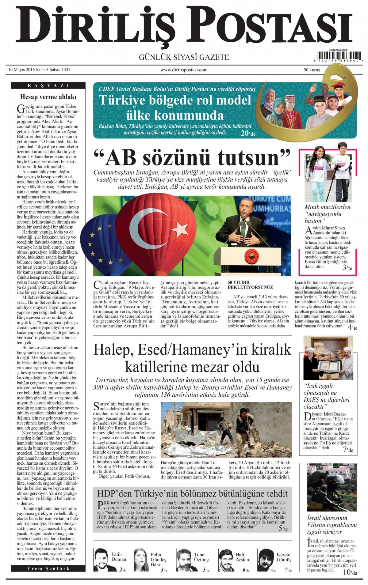 10 Mayıs 2016 gazete manşetleri - 530