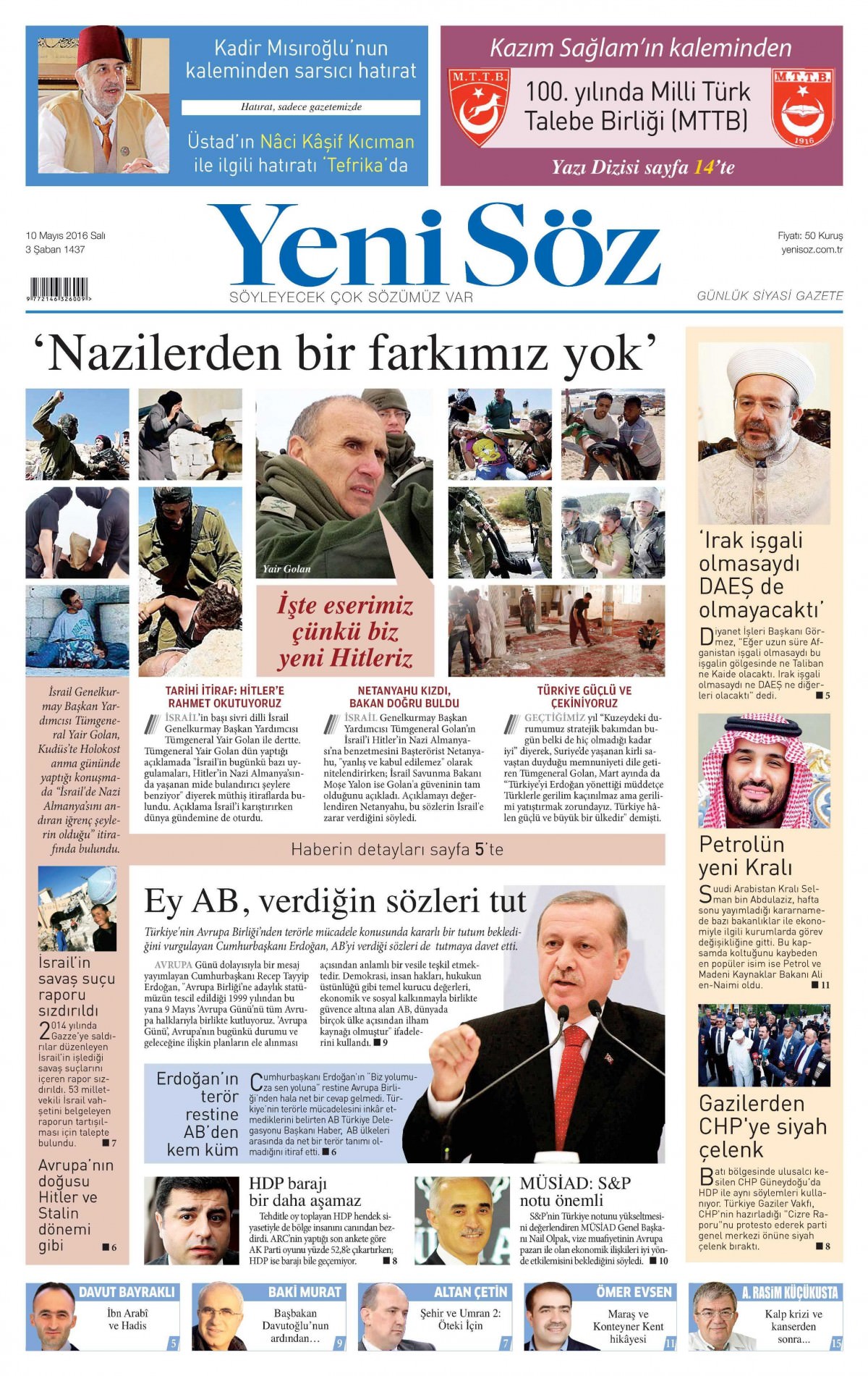10 Mayıs 2016 gazete manşetleri - 871