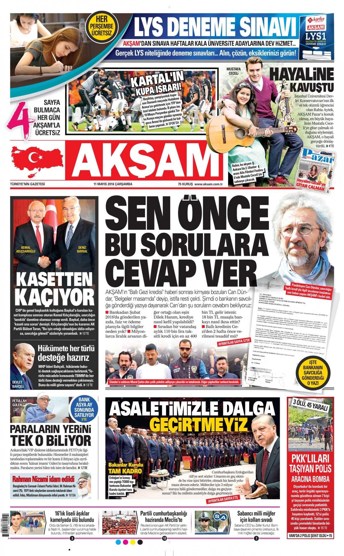 11 Mayıs 2016 gazete manşetleri - 671