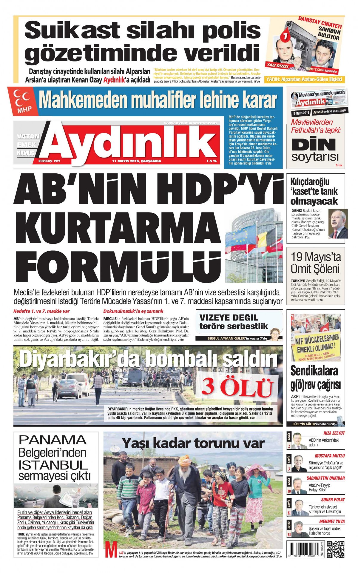 11 Mayıs 2016 gazete manşetleri - 848
