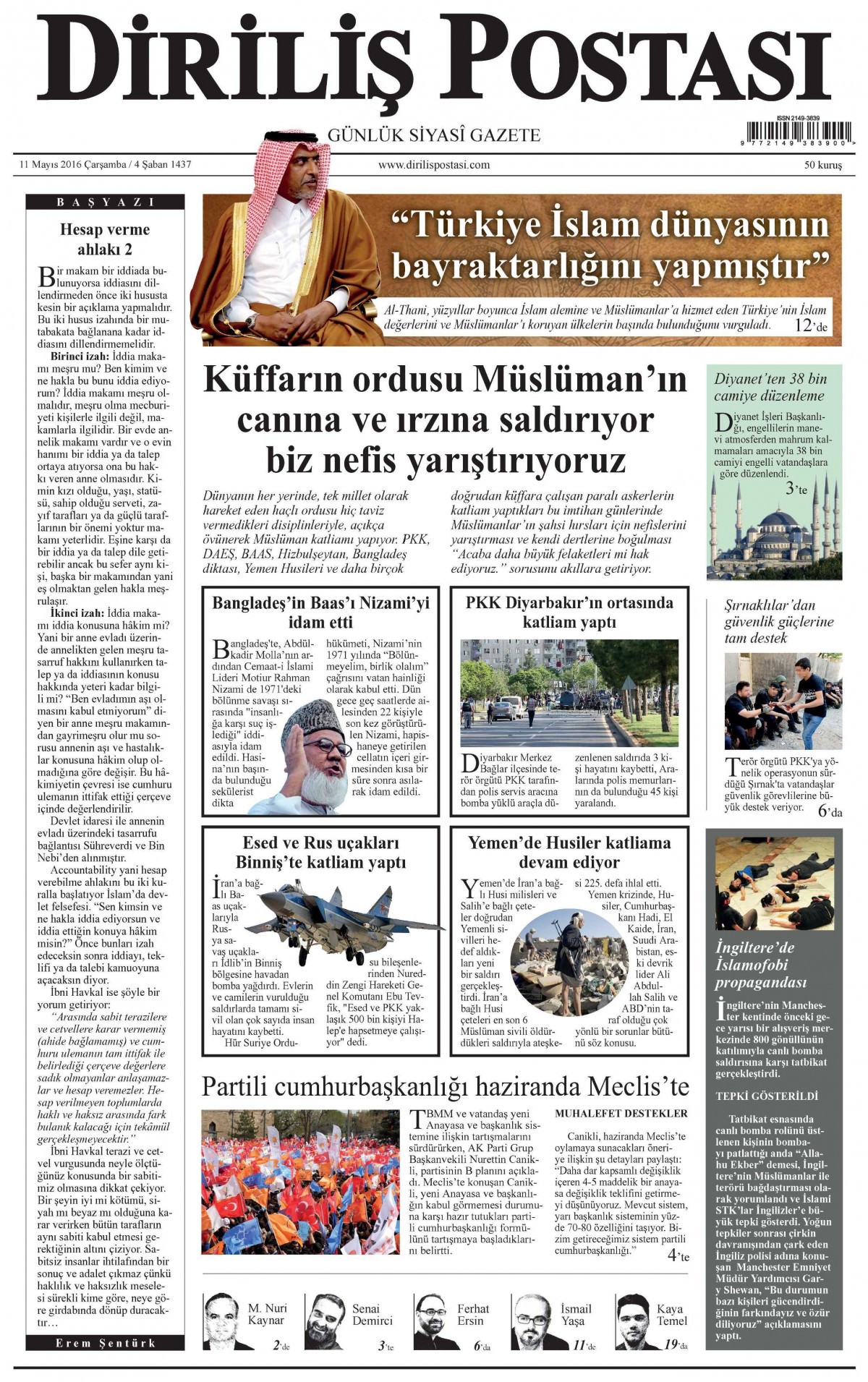 11 Mayıs 2016 gazete manşetleri - 622