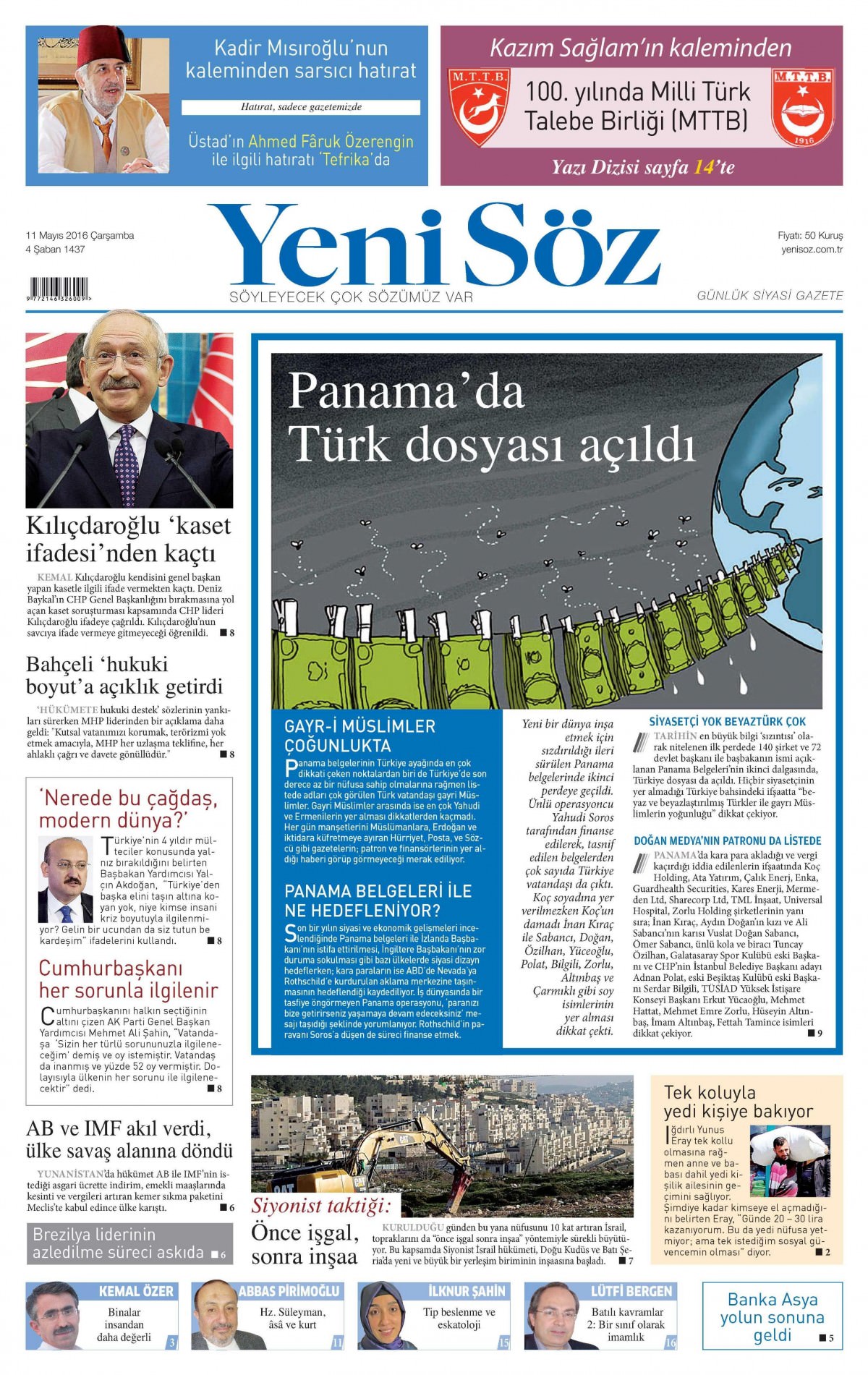 11 Mayıs 2016 gazete manşetleri - 883