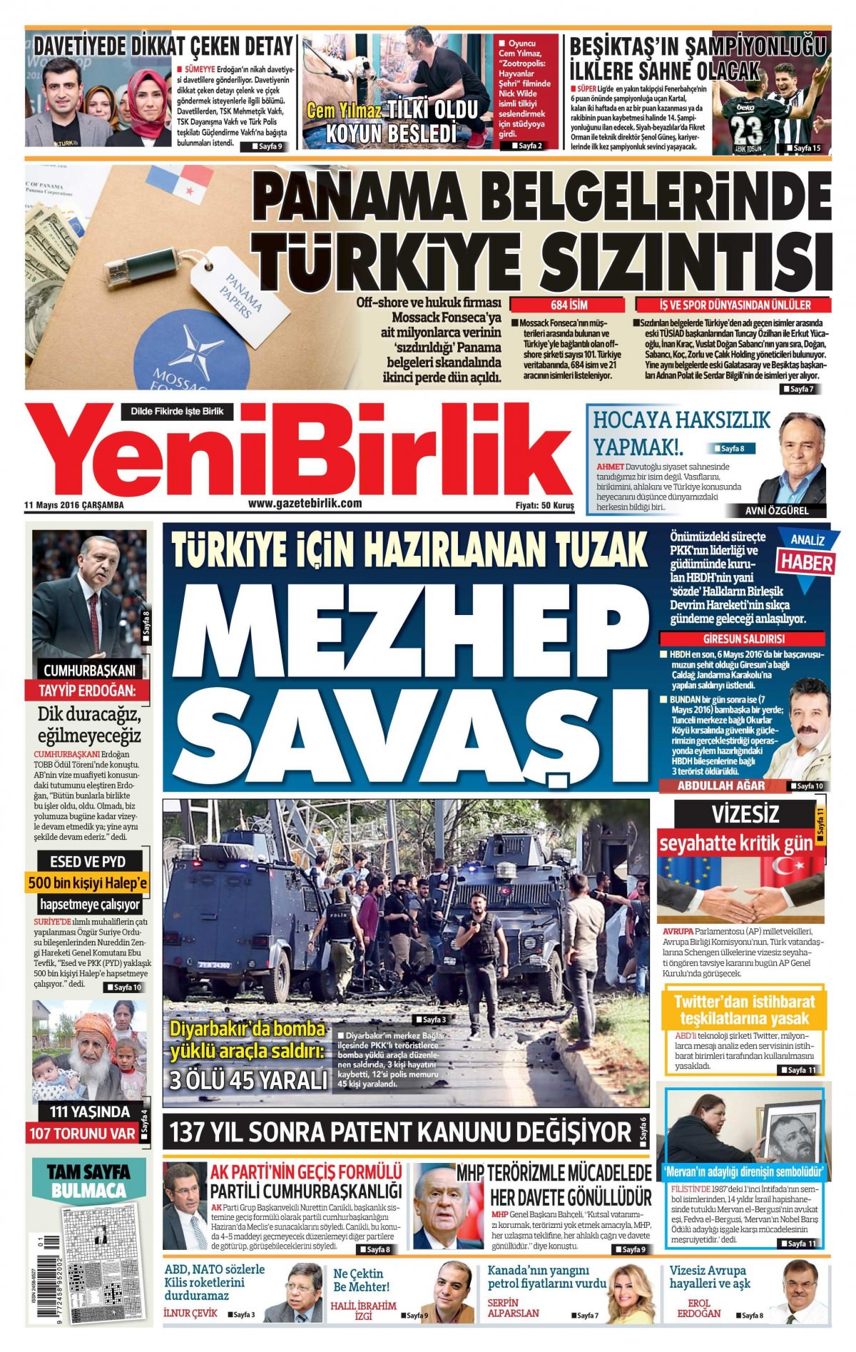 11 Mayıs 2016 gazete manşetleri - 867