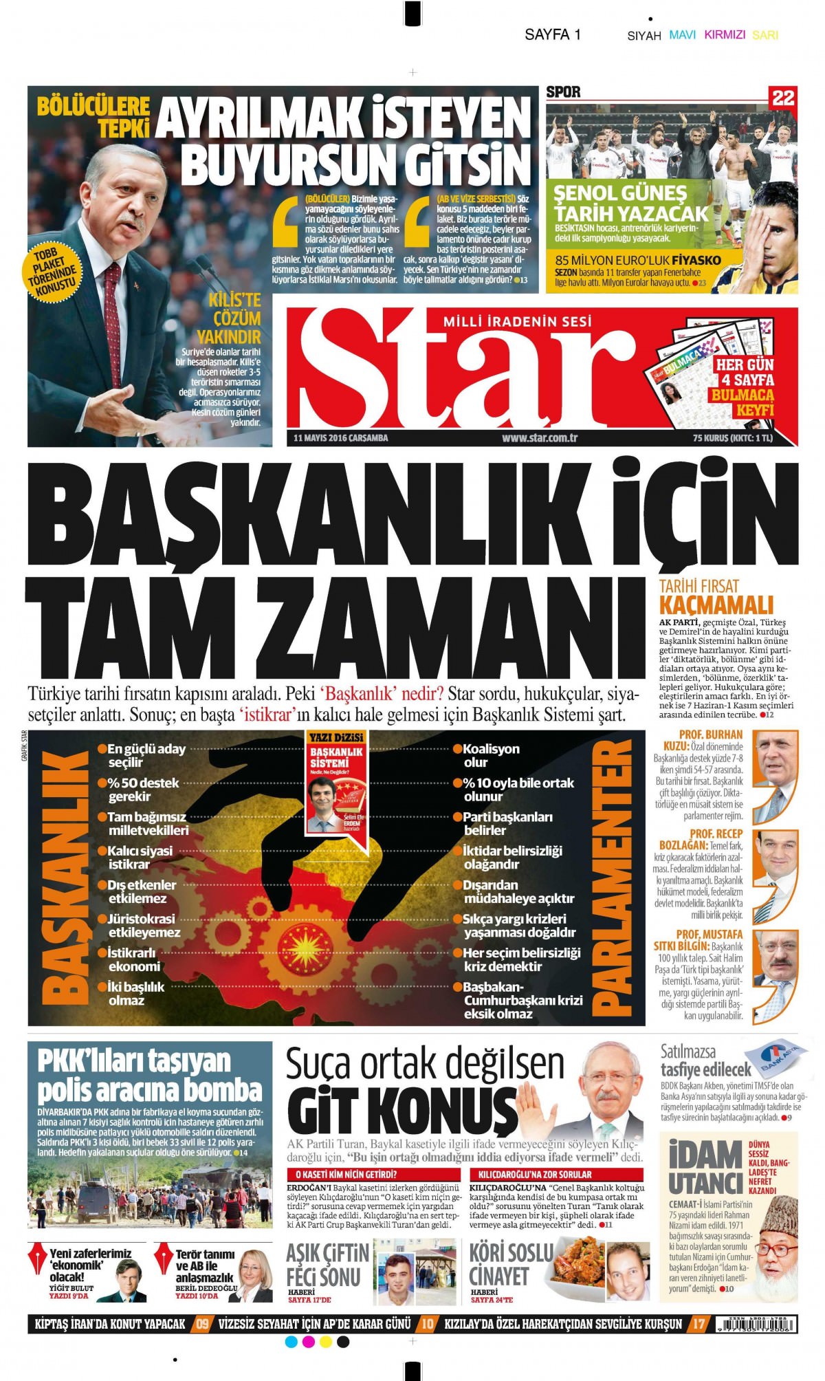 11 Mayıs 2016 gazete manşetleri - 704