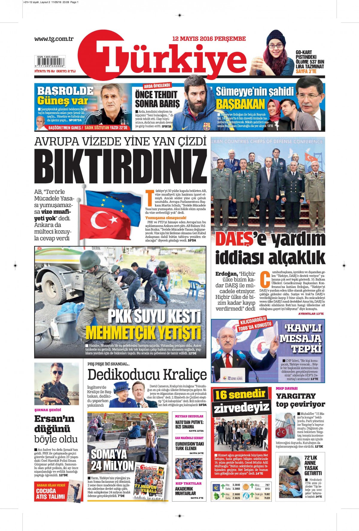 12 Mayıs 2016 gazete manşetleri - 25