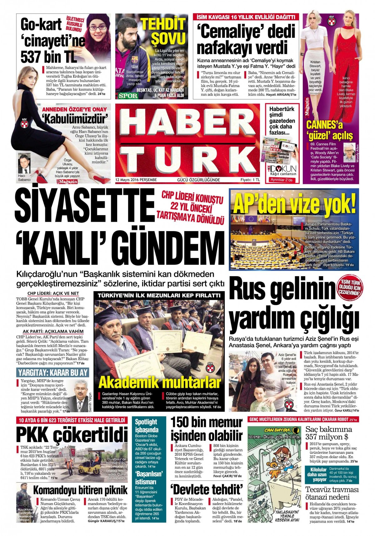 12 Mayıs 2016 gazete manşetleri - 17
