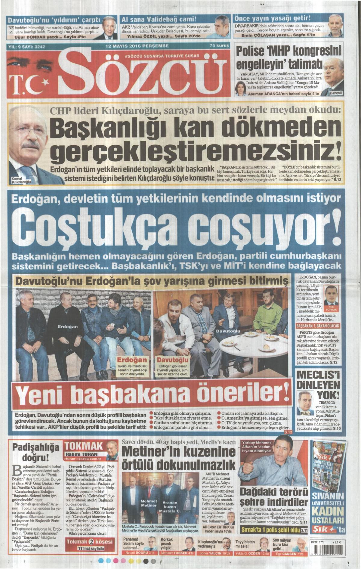 12 Mayıs 2016 gazete manşetleri - 15