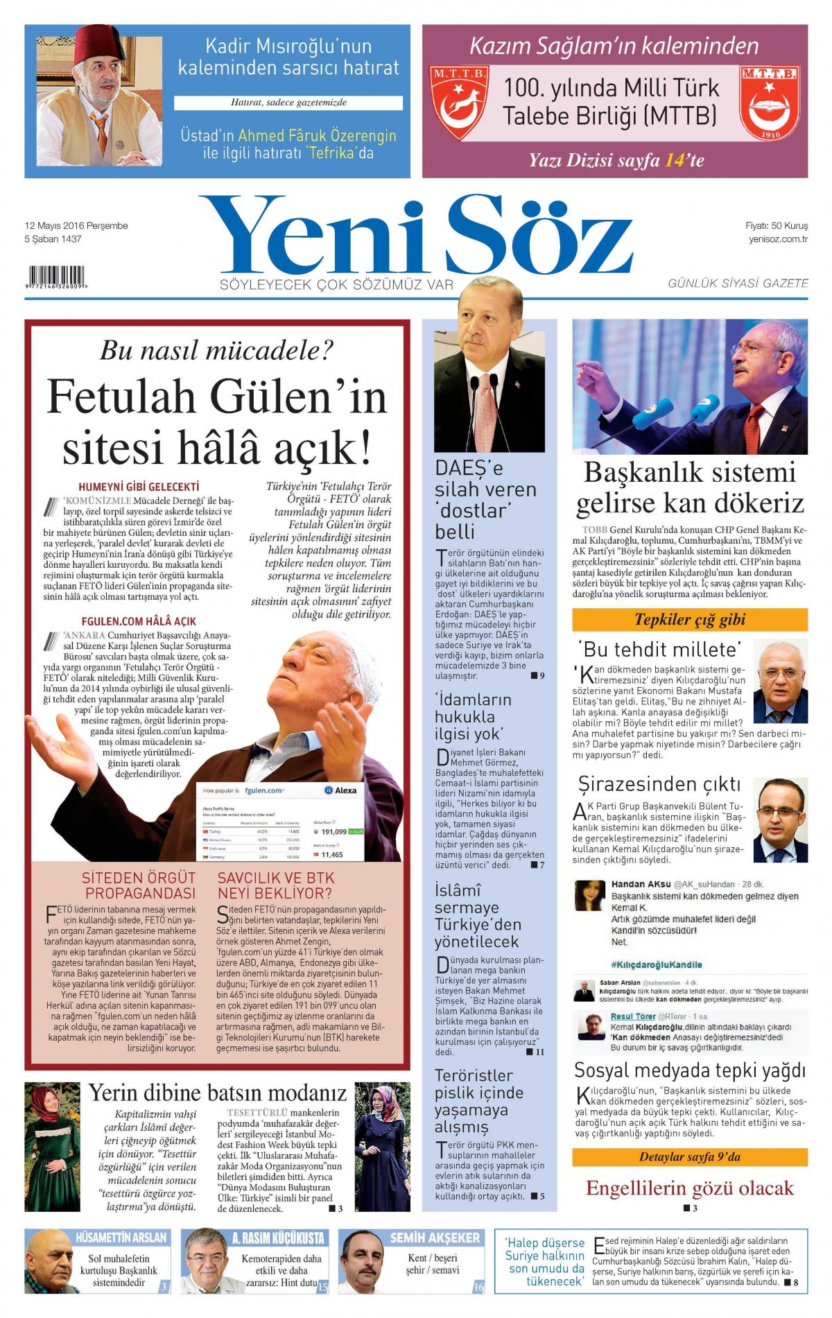 12 Mayıs 2016 gazete manşetleri - 3