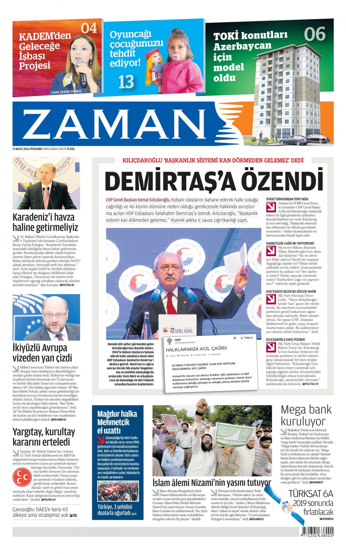 12 Mayıs 2016 gazete manşetleri - 2