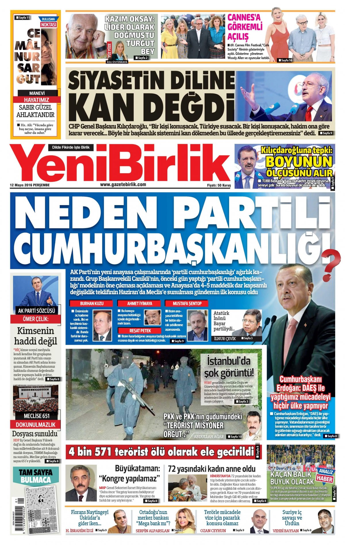 12 Mayıs 2016 gazete manşetleri - 13