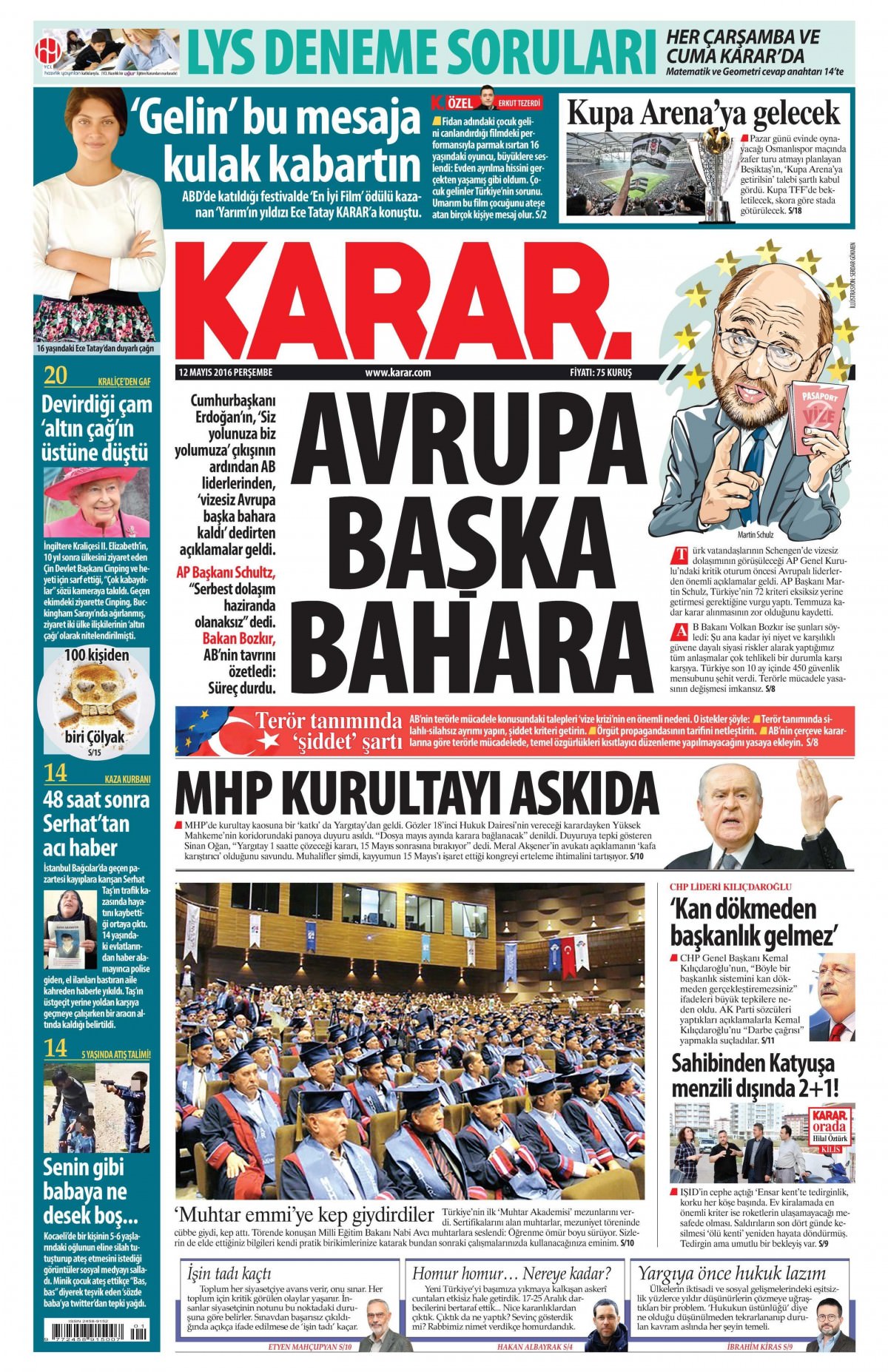 12 Mayıs 2016 gazete manşetleri - 14