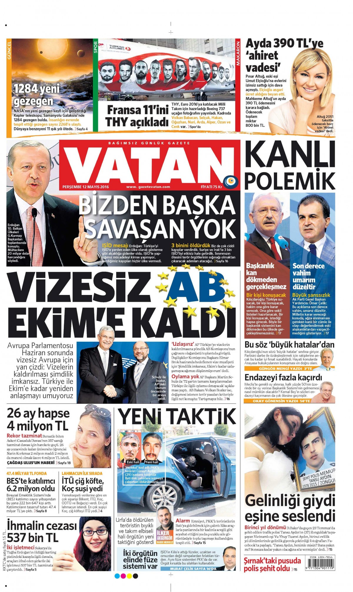 12 Mayıs 2016 gazete manşetleri - 4