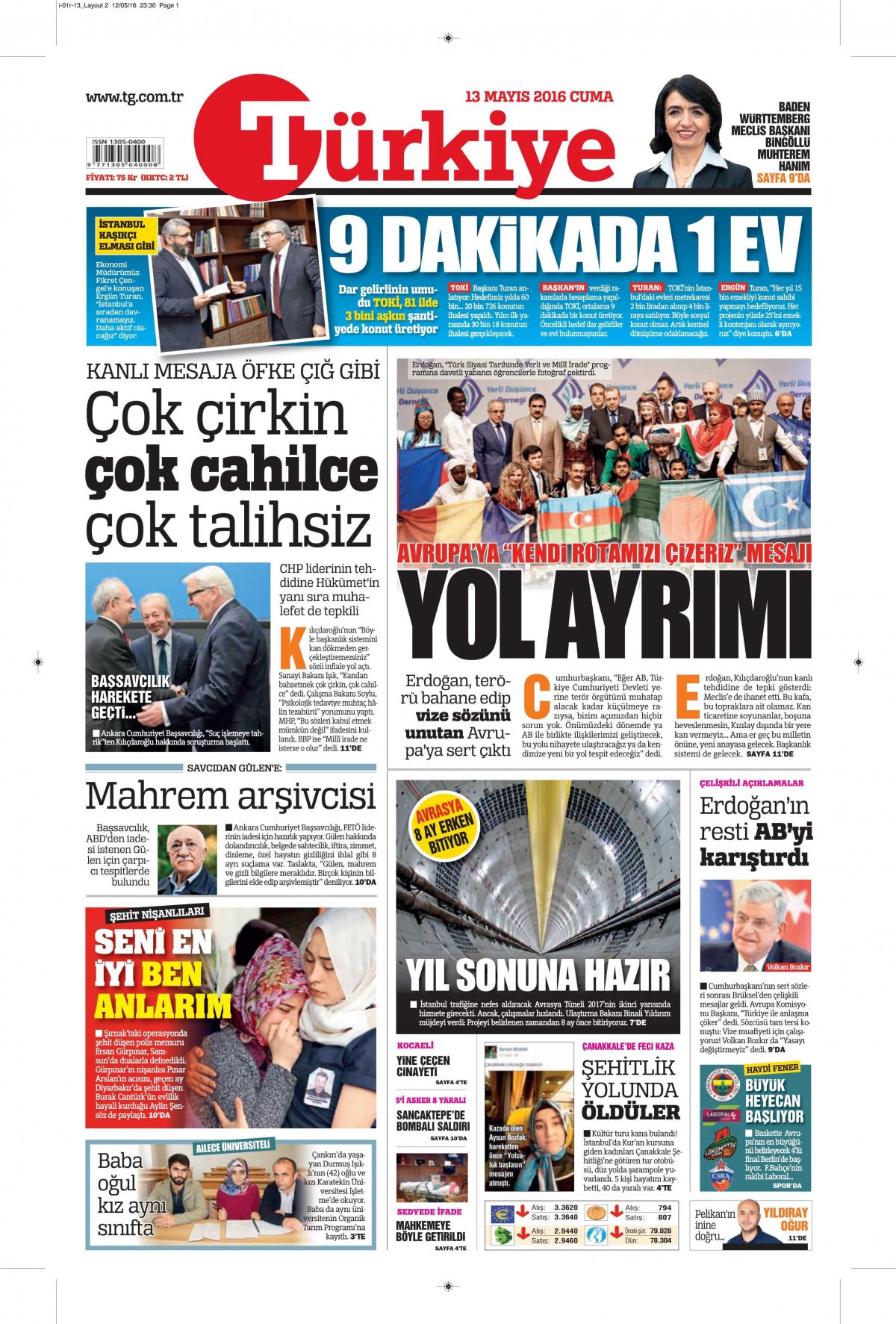 13 Mayıs 2016 gazete manşetleri - 918
