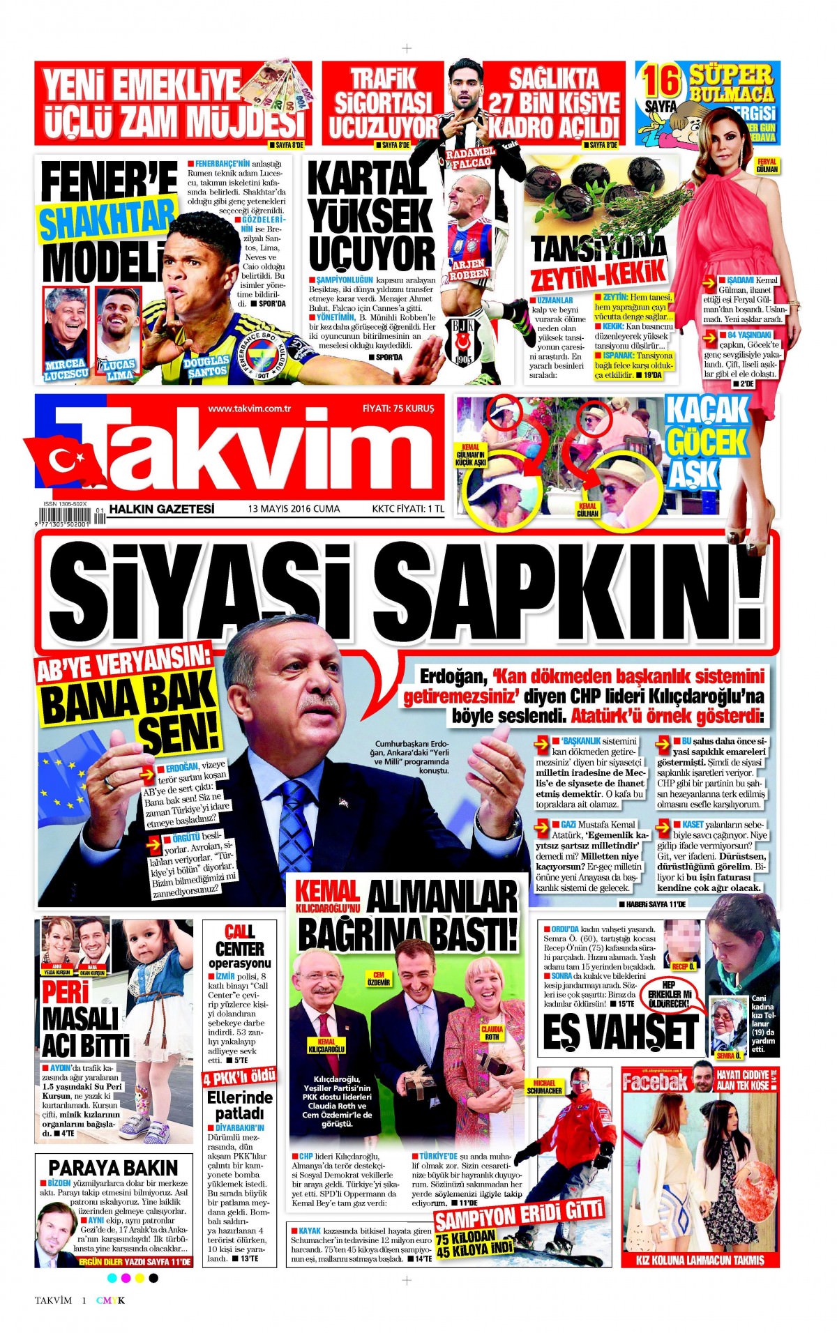 13 Mayıs 2016 gazete manşetleri - 599