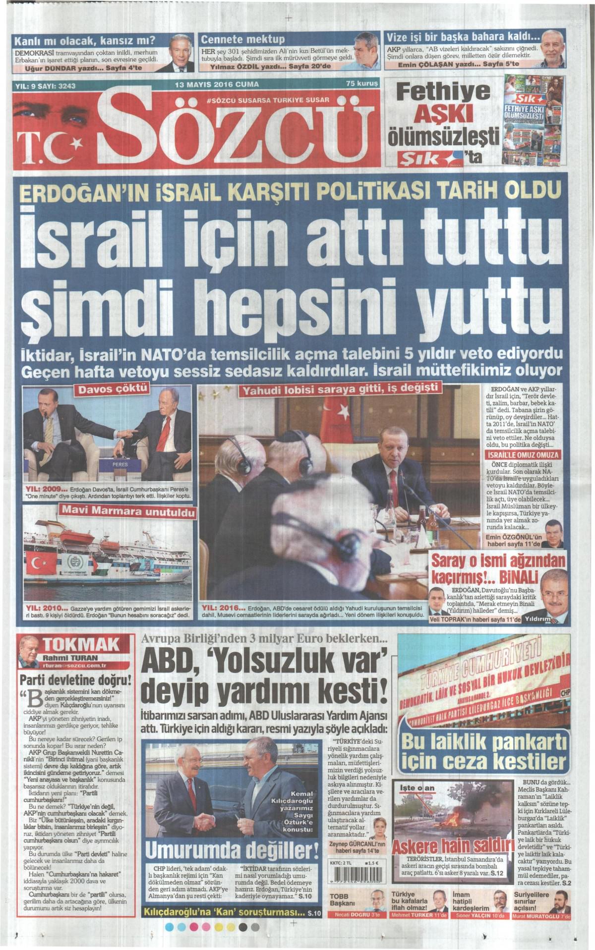 13 Mayıs 2016 gazete manşetleri - 655