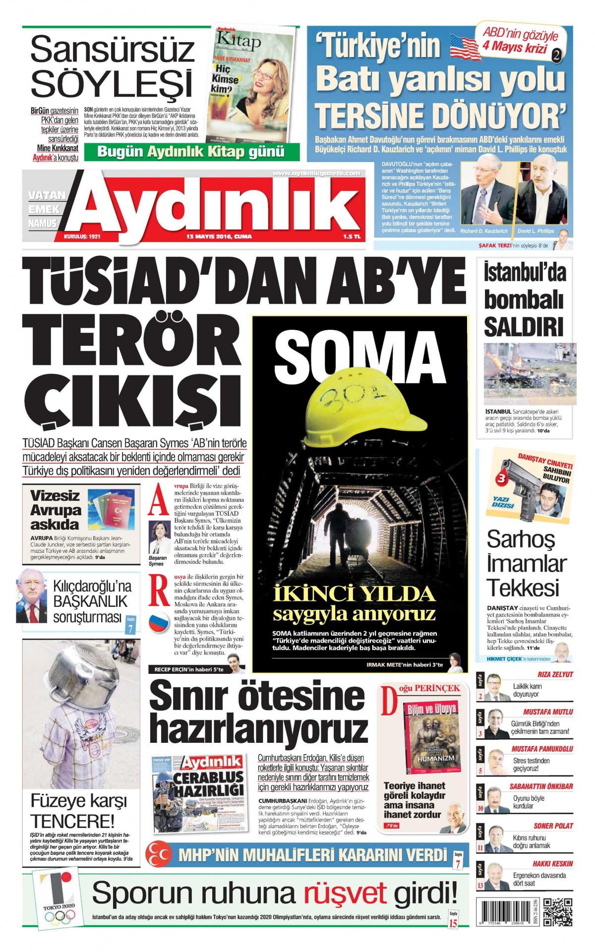 13 Mayıs 2016 gazete manşetleri - 878