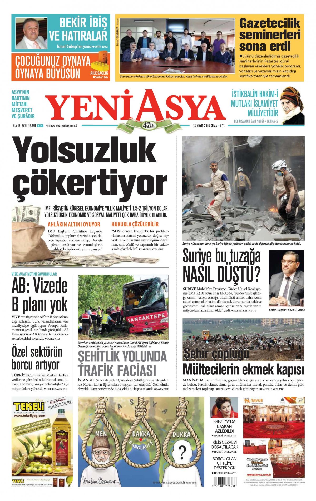 13 Mayıs 2016 gazete manşetleri - 902