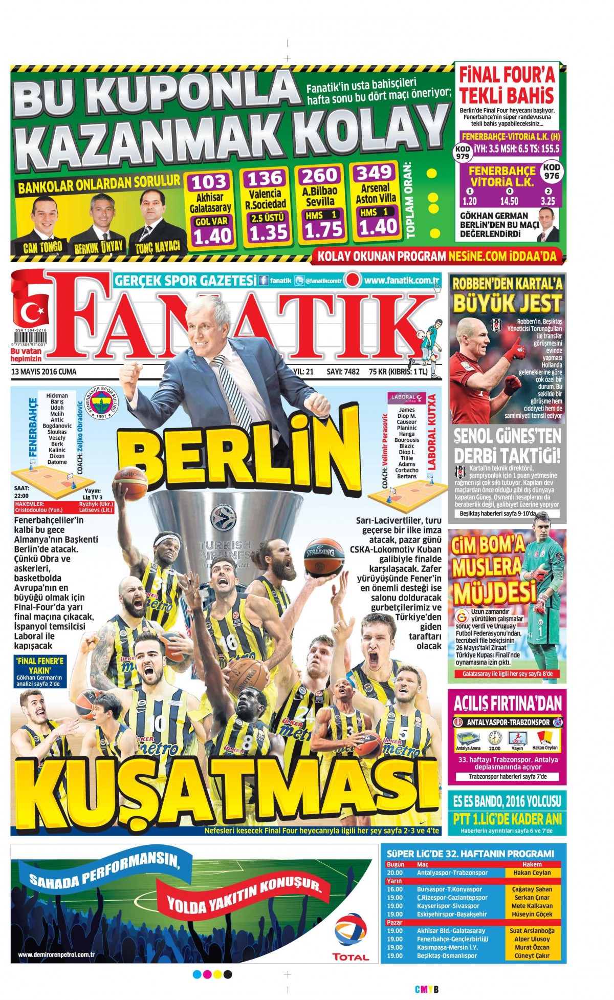 13 Mayıs 2016 gazete manşetleri - 824