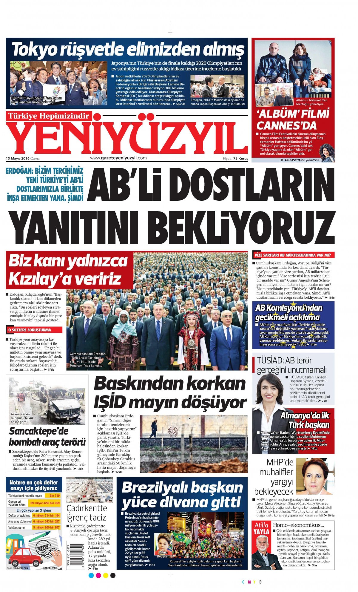 13 Mayıs 2016 gazete manşetleri - 600