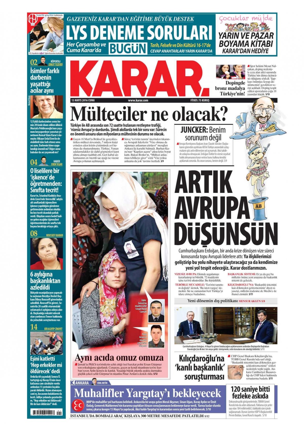 13 Mayıs 2016 gazete manşetleri - 670