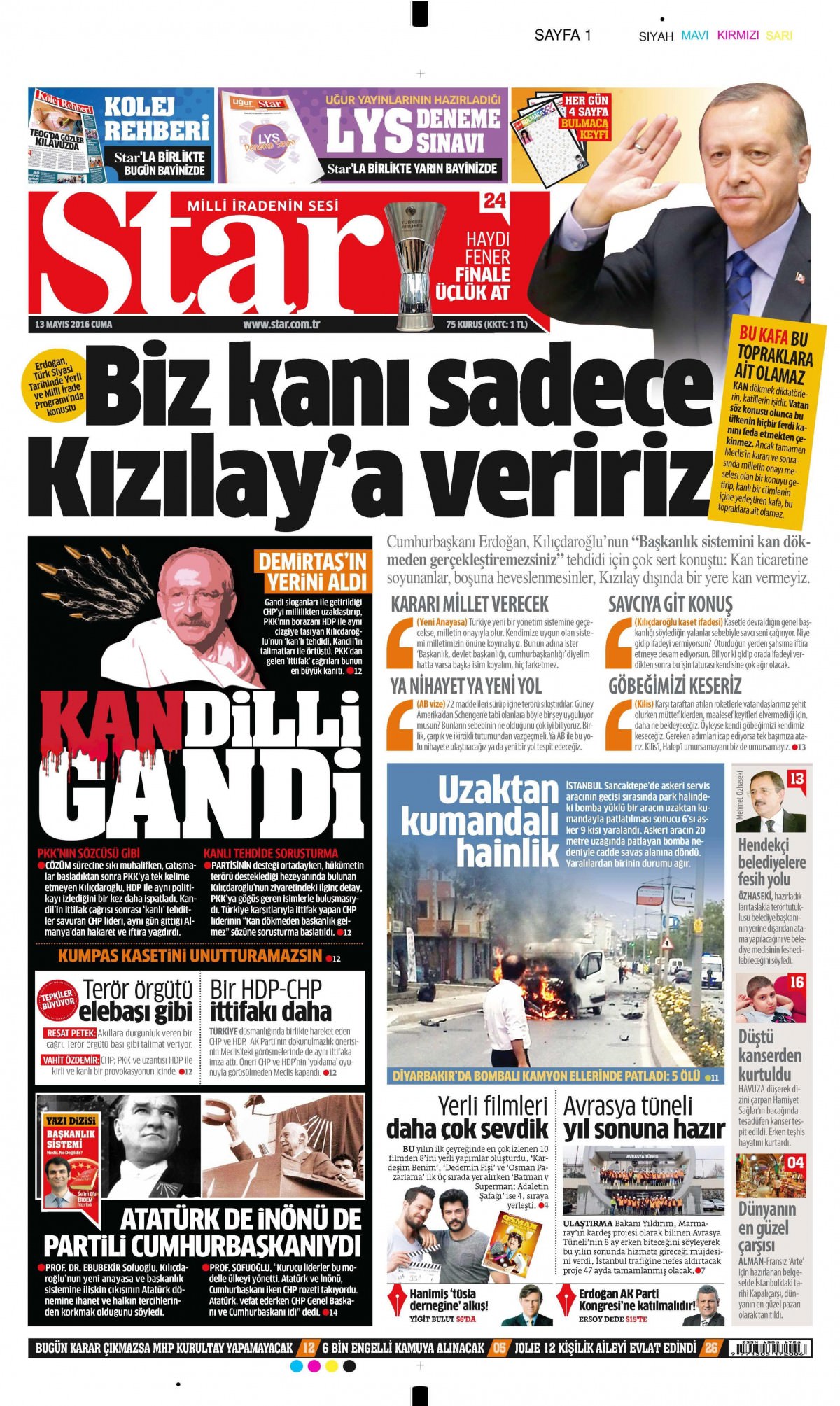 13 Mayıs 2016 gazete manşetleri - 784