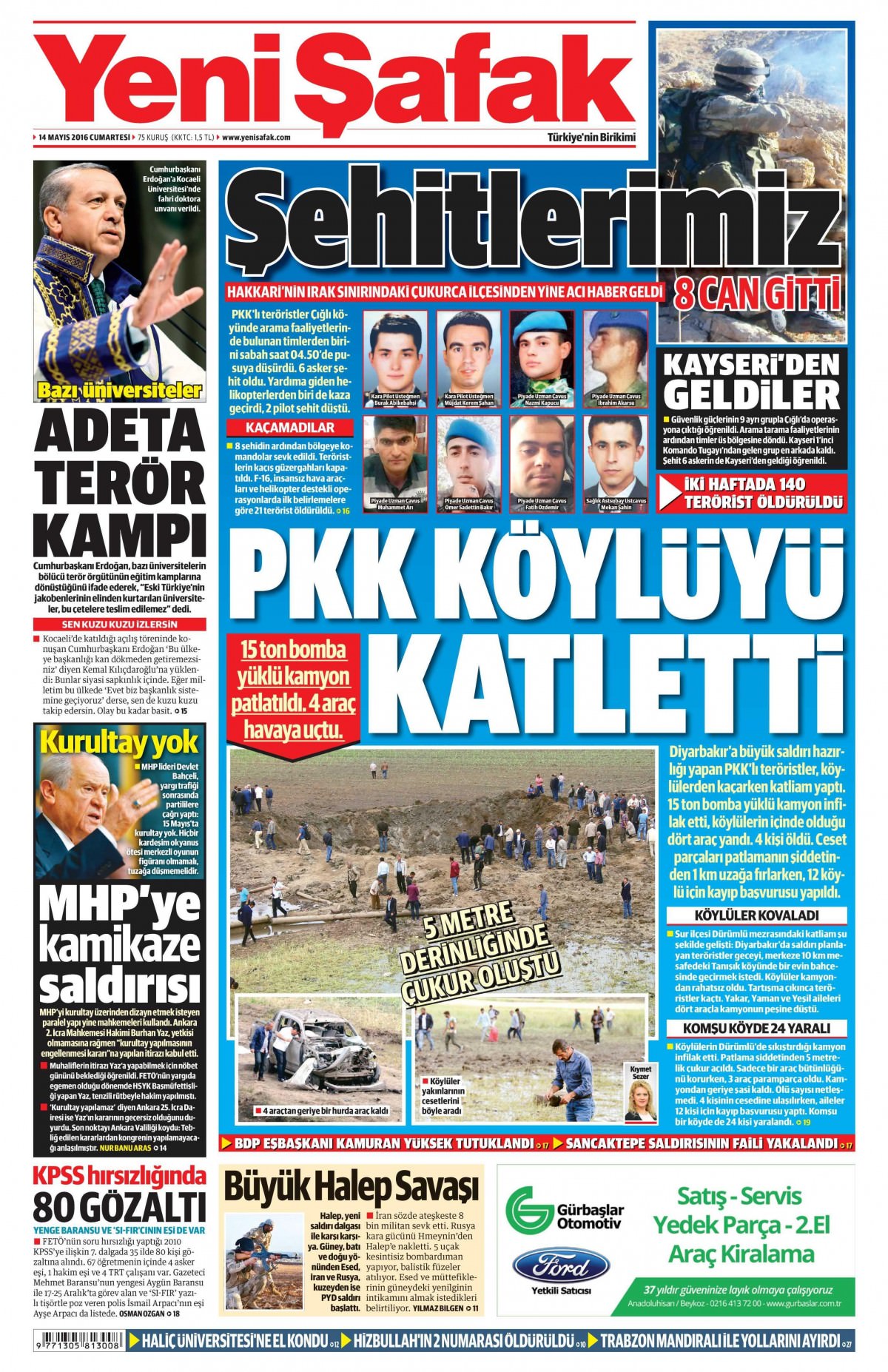 14 Mayıs 2016 gazete manşetleri - 16
