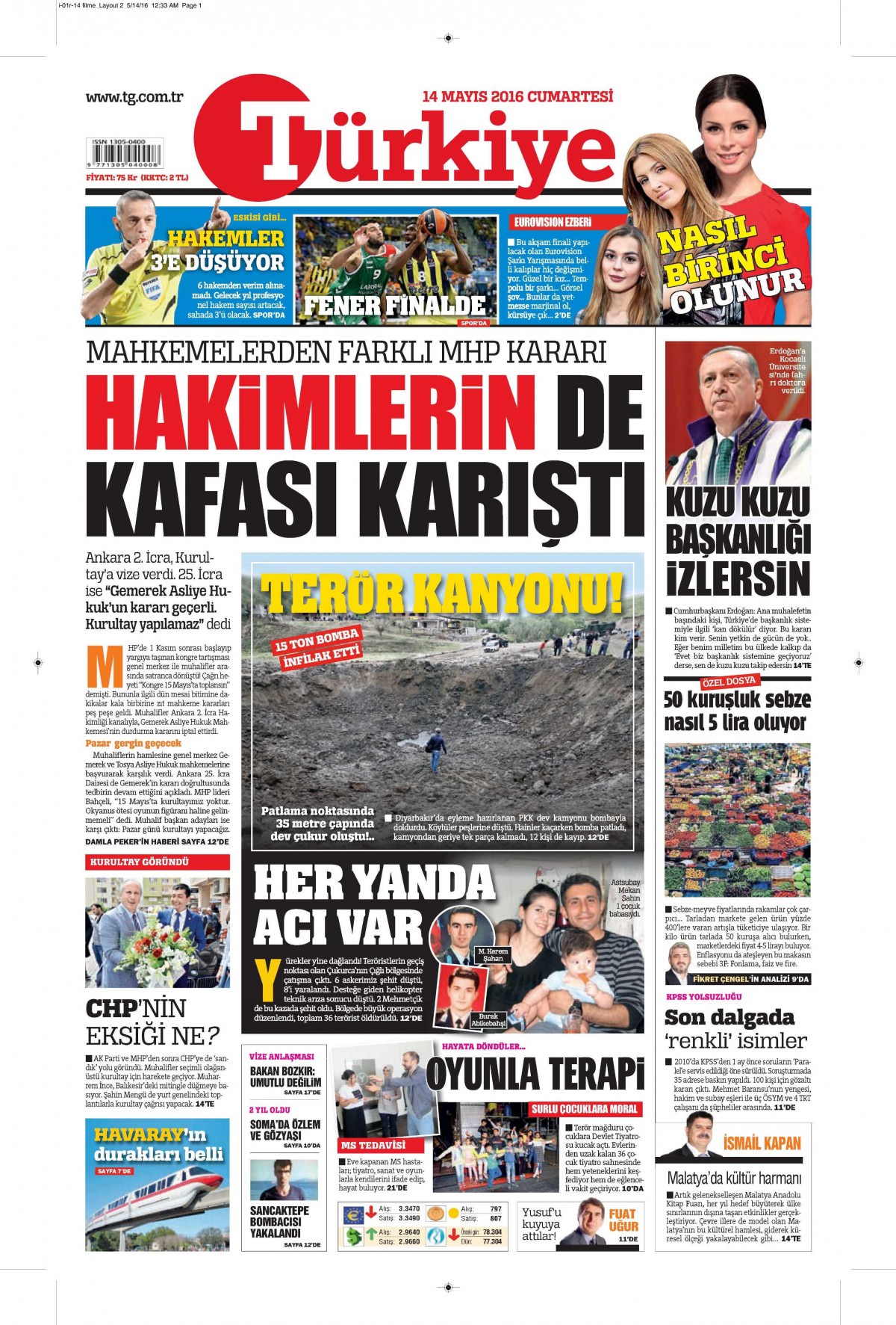 14 Mayıs 2016 gazete manşetleri - 20