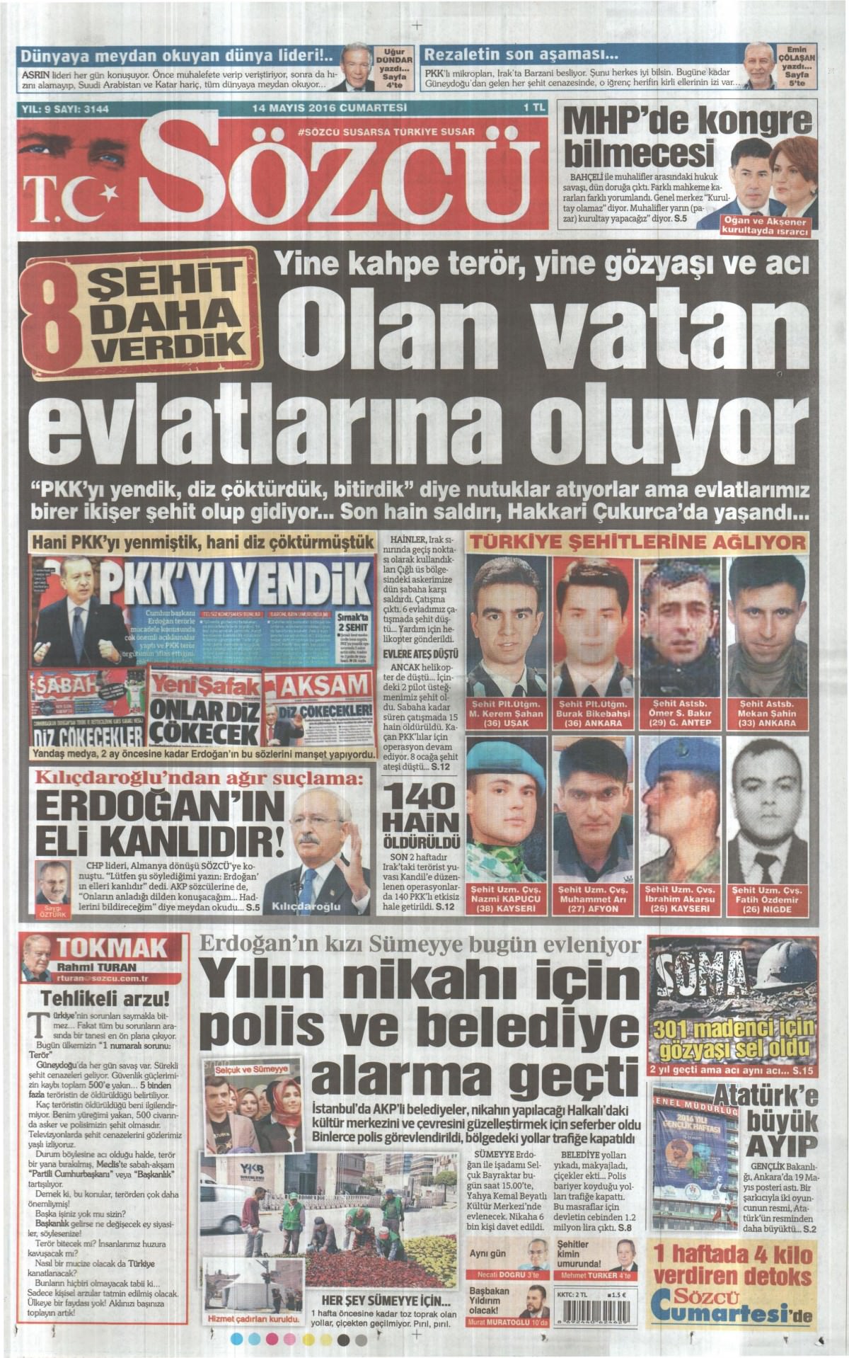 14 Mayıs 2016 gazete manşetleri - 11