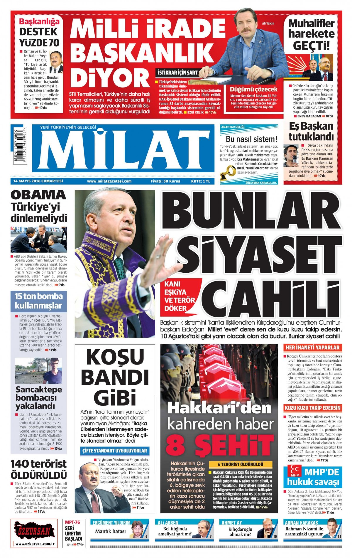 14 Mayıs 2016 gazete manşetleri - 6