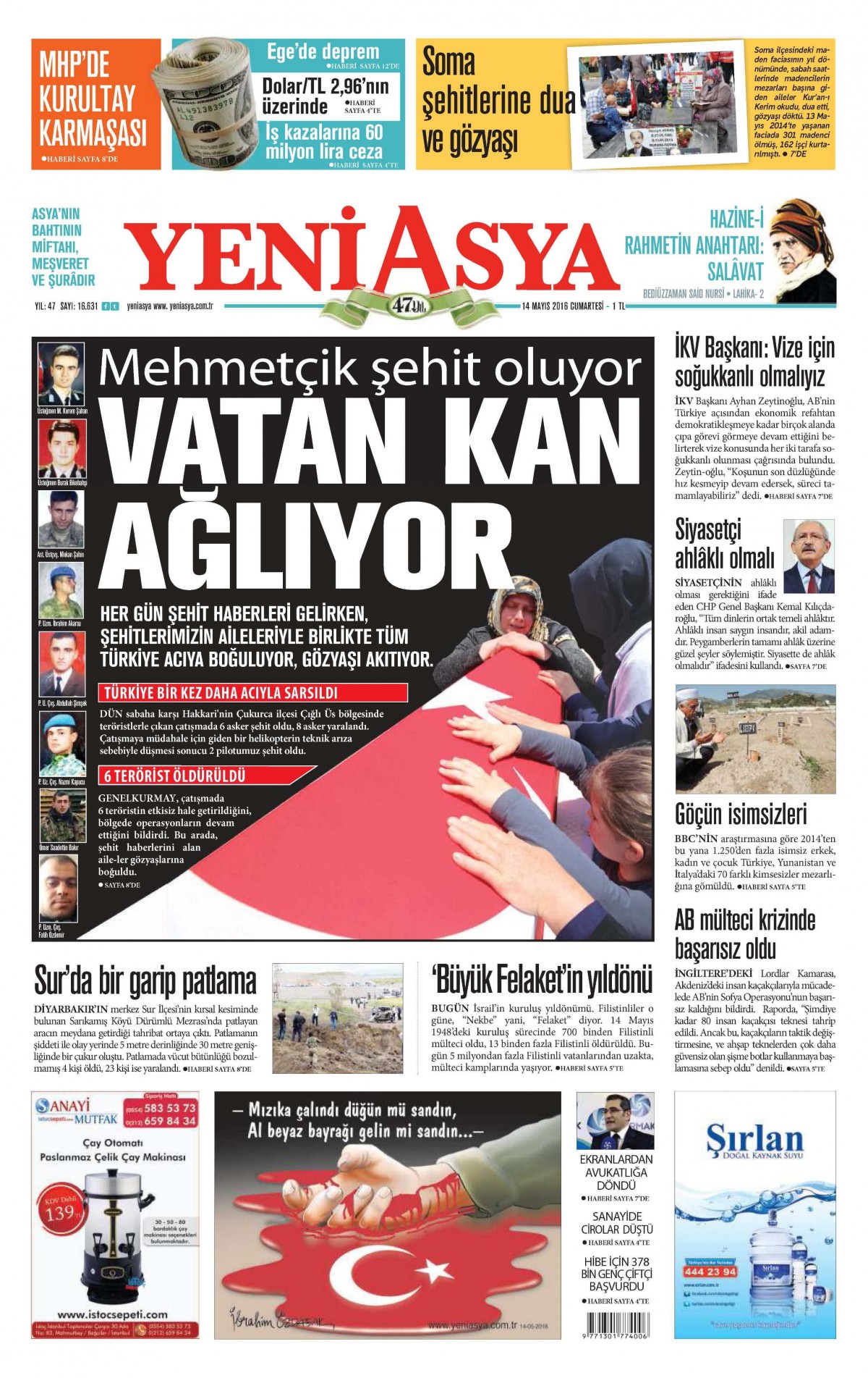 14 Mayıs 2016 gazete manşetleri - 3